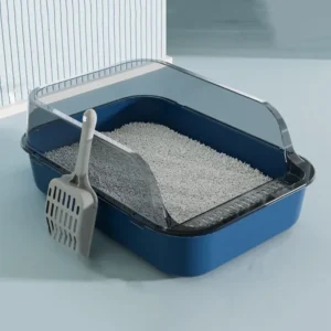 Cat Litter Box Thickening Kitty Sandbox Semi-enclosed High Side Splashproof Pet Bedpans with Litter Scoop Cleaning Cat Supplies